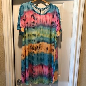 A cute tie dye dress with pockets!